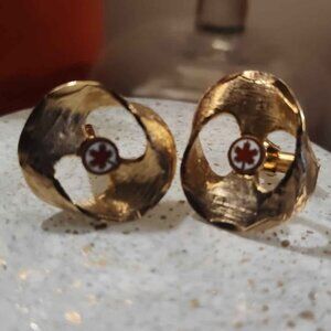 Vintage Air Canada Cufflinks Brushed Gold Tone RARE